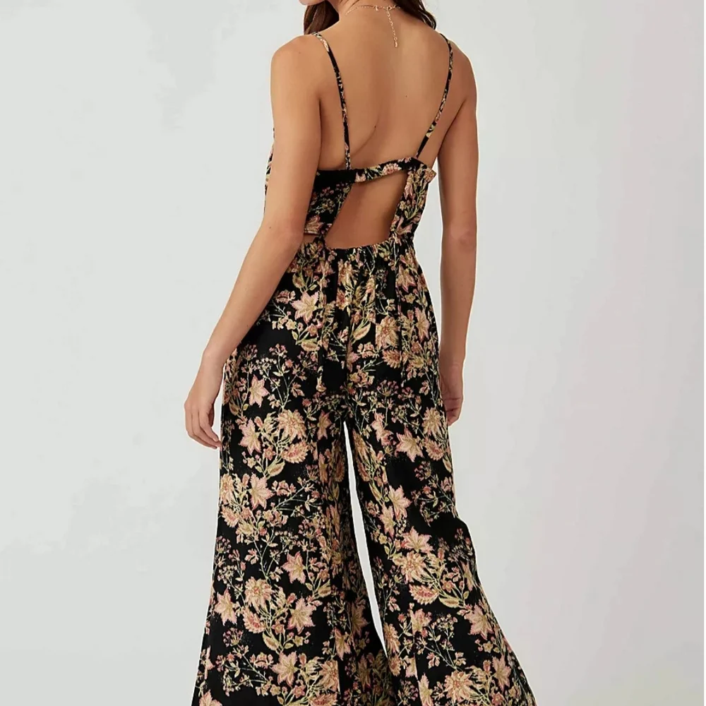Free People Floral Black Jumpsuit - Picture 2 of 4